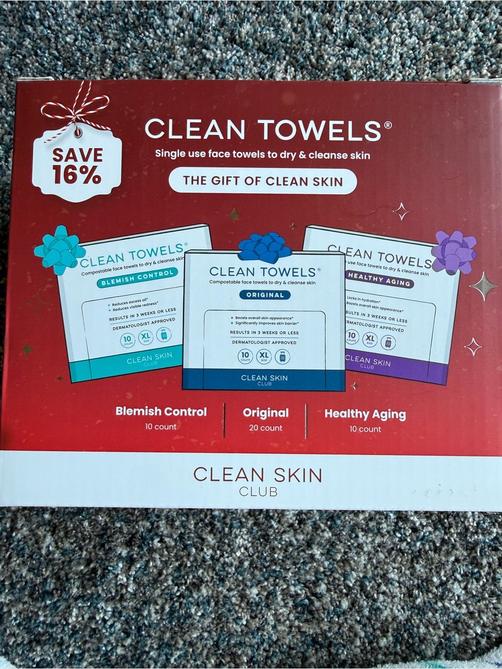 Clean Towels® Single-Use Face Towels - Red Pack (Clean Skin Club)